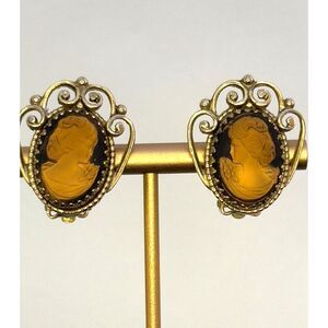 Stunning Vintage Cameo Intaglio Earrings by Whiting & Davis